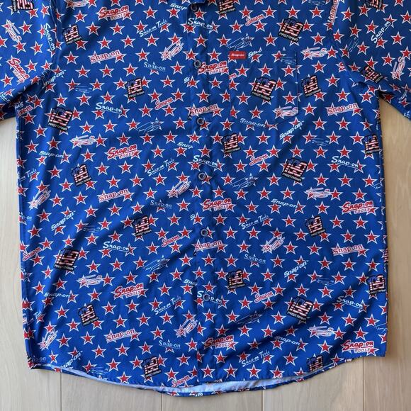 Dixxon Shirt XL Blue Pastrana Snap On Short Sleeve Button Up Casual Workwear - Picture 4 of 8